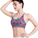 Psychedelic Tropical Aloha Pattern Print Women's Sports Bra