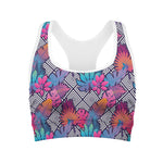 Psychedelic Tropical Aloha Pattern Print Women's Sports Bra