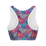Psychedelic Tropical Aloha Pattern Print Women's Sports Bra