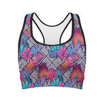 Psychedelic Tropical Aloha Pattern Print Women's Sports Bra