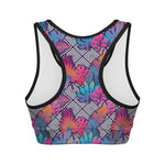Psychedelic Tropical Aloha Pattern Print Women's Sports Bra