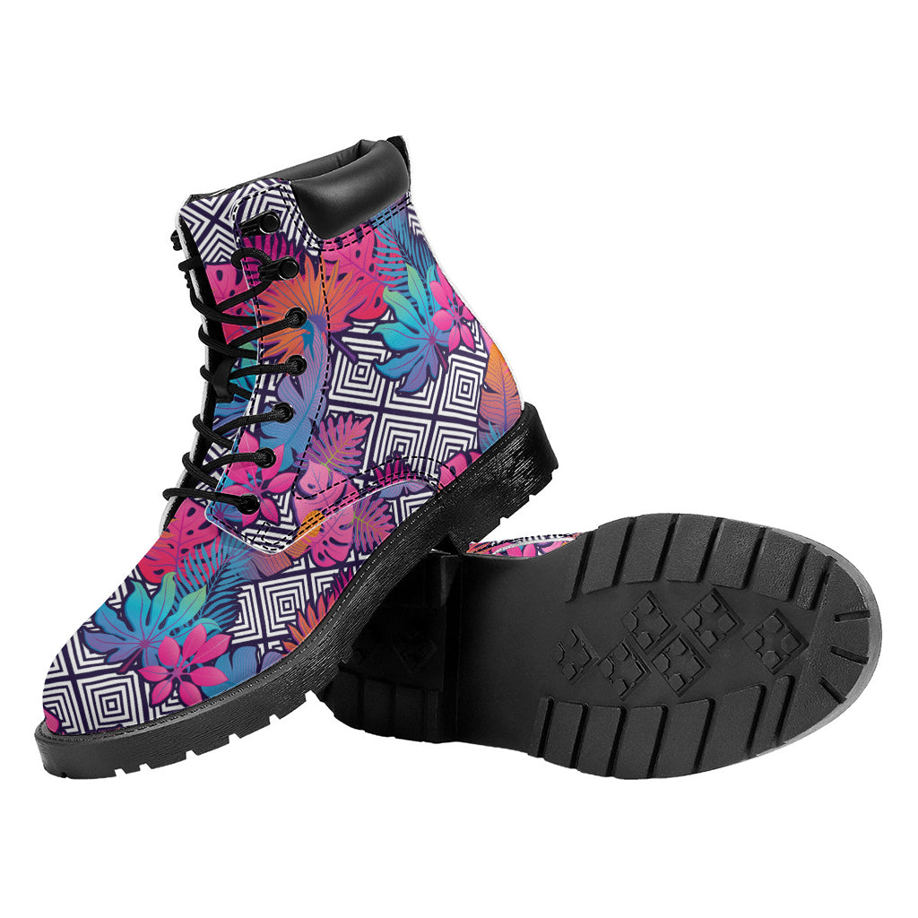 Psychedelic Tropical Aloha Pattern Print Work Boots
