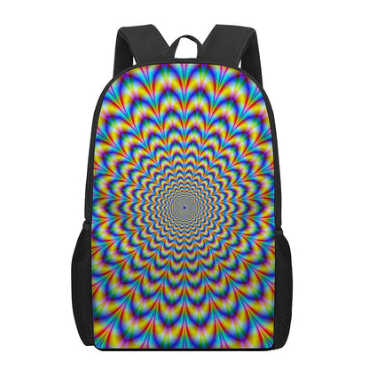 Psychedelic Wave Optical Illusion 17 Inch Backpack