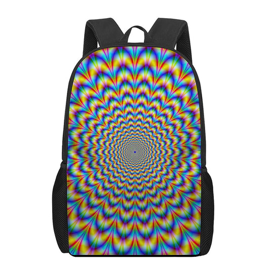 Psychedelic Wave Optical Illusion 17 Inch Backpack