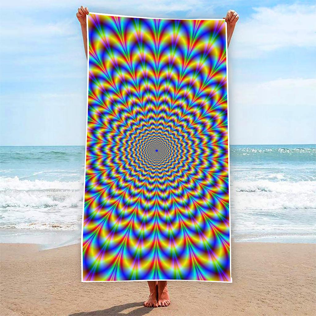 Psychedelic Wave Optical Illusion Beach Towel