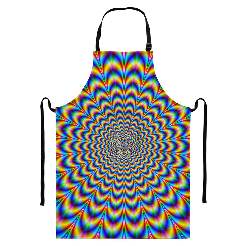 Psychedelic Wave Optical Illusion Bib Apron With Pocket