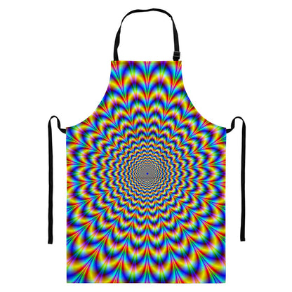 Psychedelic Wave Optical Illusion Bib Apron With Pocket