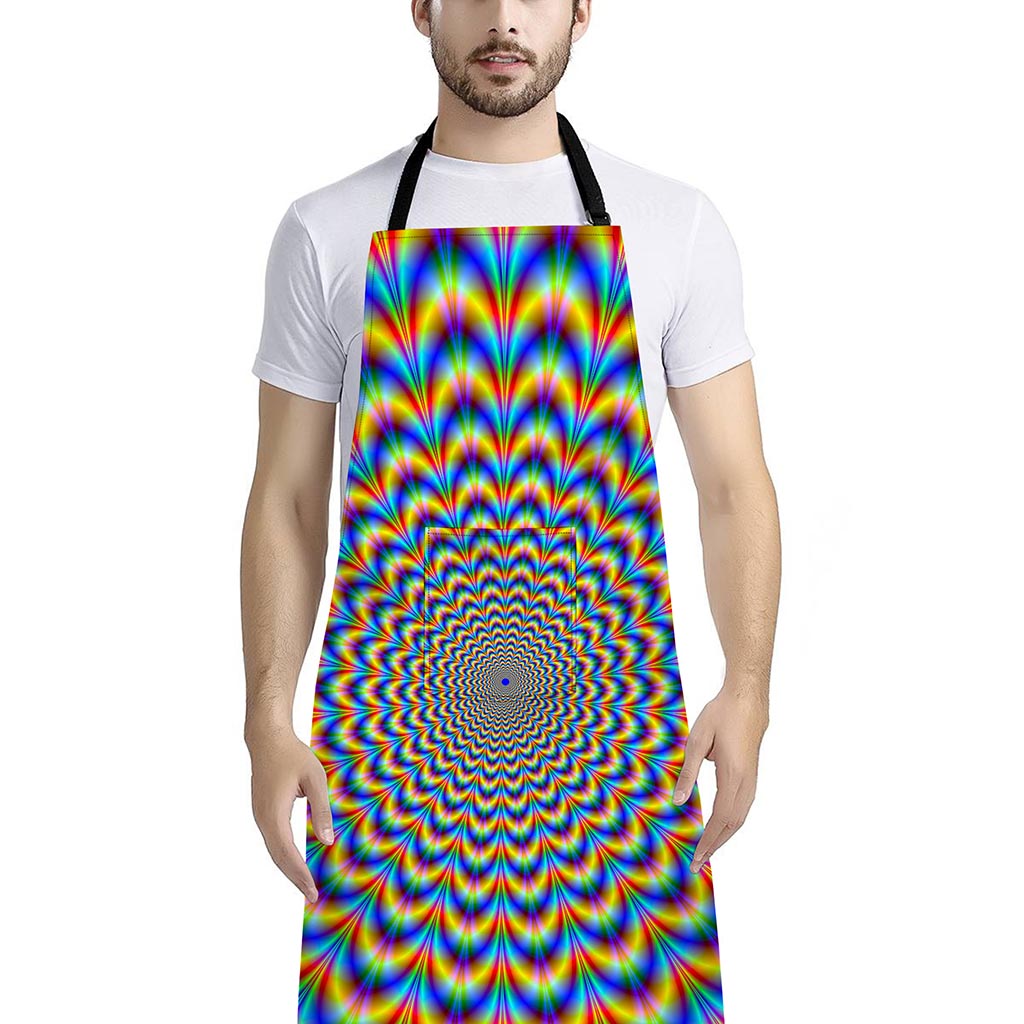 Psychedelic Wave Optical Illusion Bib Apron With Pocket