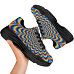 Psychedelic Wave Optical Illusion Black Chunky Shoes