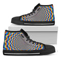 Psychedelic Wave Optical Illusion Black High Top Sneakers