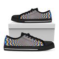 Psychedelic Wave Optical Illusion Black Low Top Sneakers