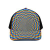 Psychedelic Wave Optical Illusion Black Mesh Trucker Cap