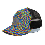 Psychedelic Wave Optical Illusion Black Mesh Trucker Cap