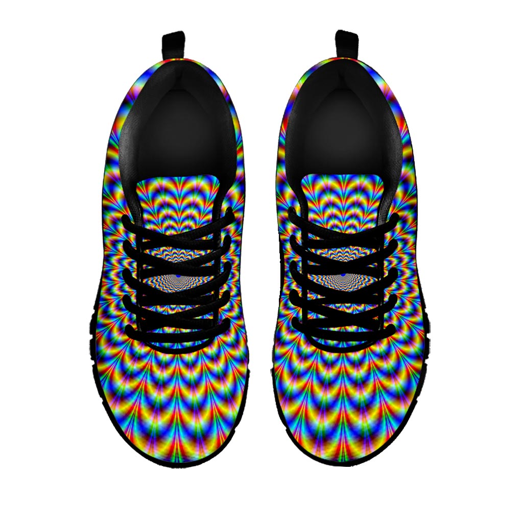 Psychedelic Wave Optical Illusion Black Running Shoes