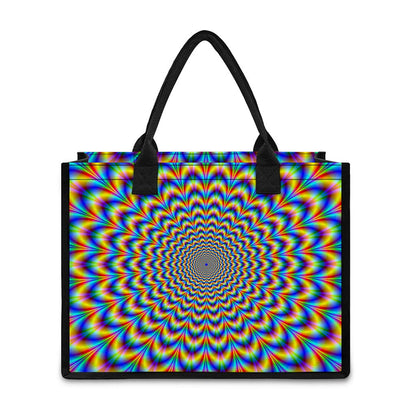 Psychedelic Wave Optical Illusion Canvas Tote Bag