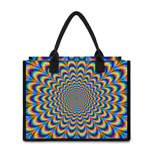 Psychedelic Wave Optical Illusion Canvas Tote Bag