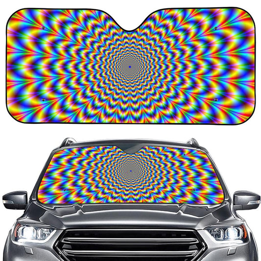 Psychedelic Wave Optical Illusion Car Windshield Sun Shade
