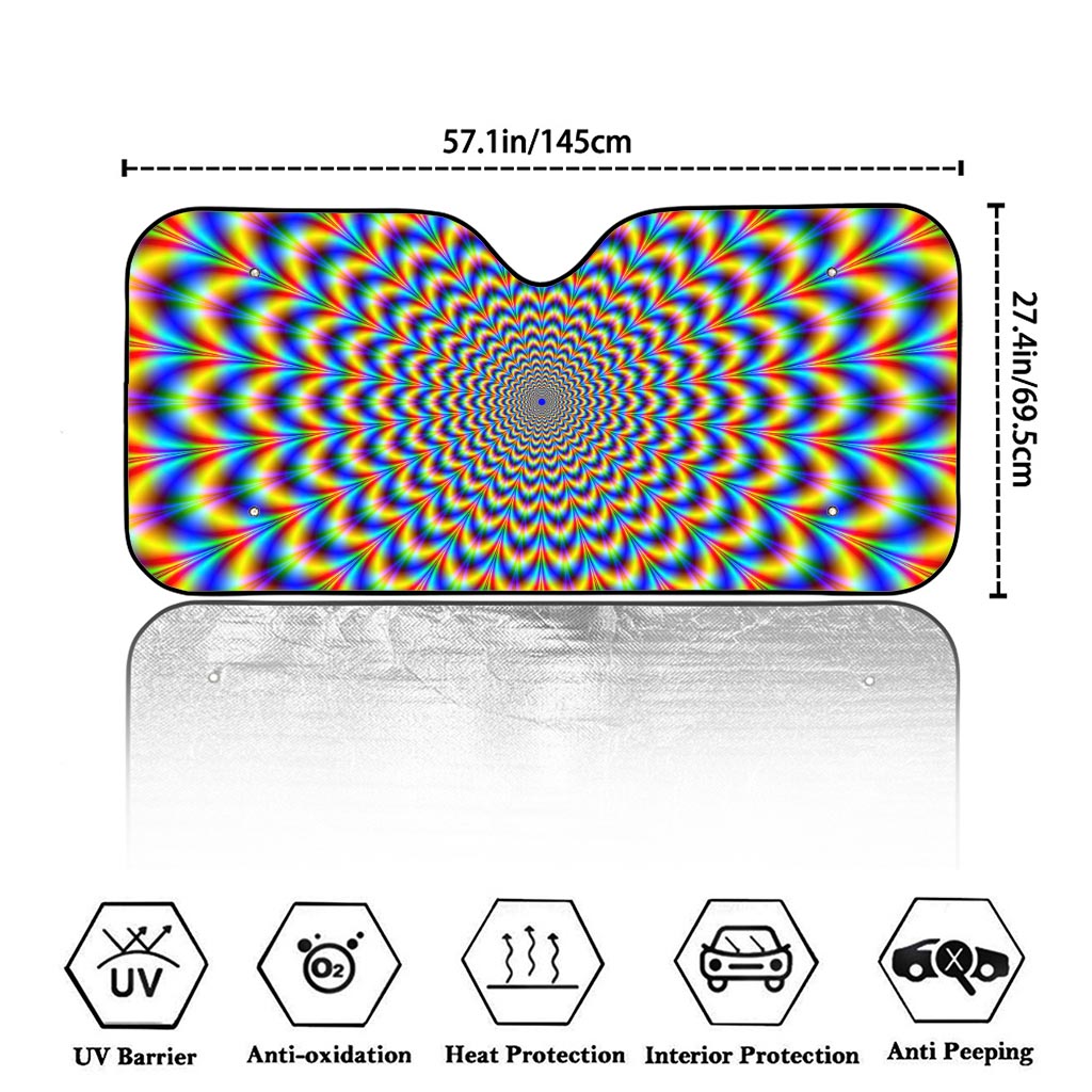 Psychedelic Wave Optical Illusion Car Windshield Sun Shade