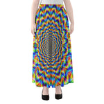 Psychedelic Wave Optical Illusion Chiffon Maxi Skirt