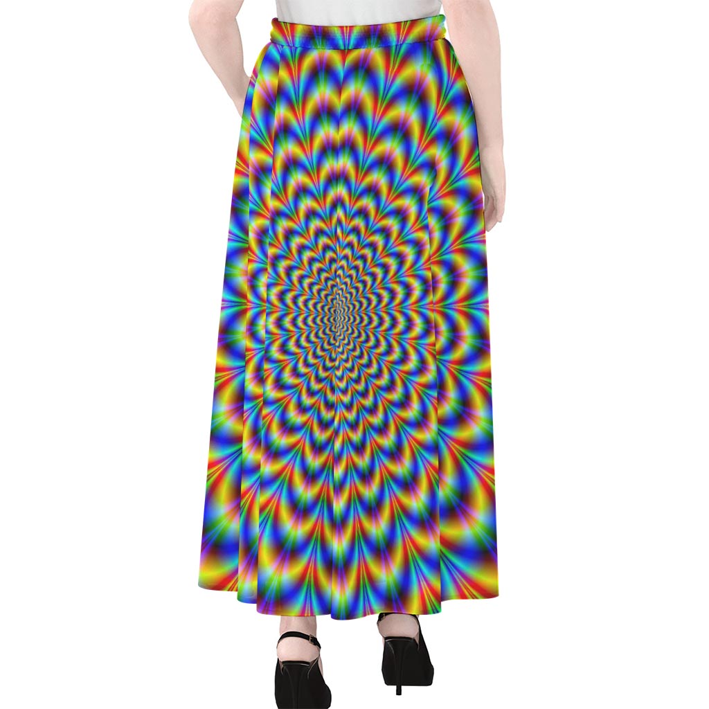 Psychedelic Wave Optical Illusion Chiffon Maxi Skirt