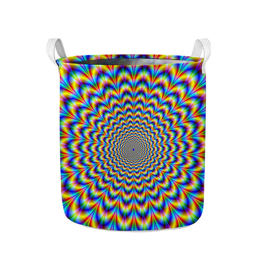 Psychedelic Wave Optical Illusion Collapsible Laundry Basket