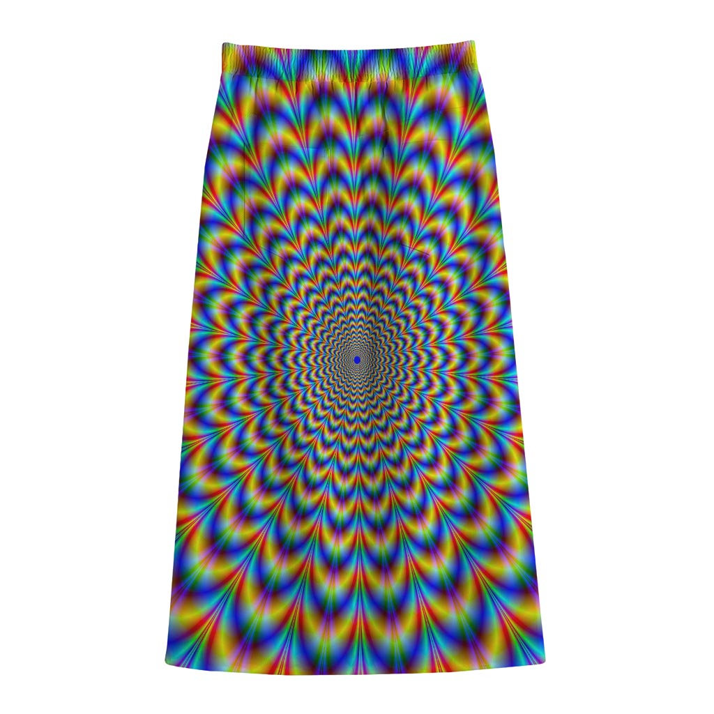 Psychedelic Wave Optical Illusion Cotton Front Slit Maxi Skirt