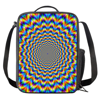 Psychedelic Wave Optical Illusion Crossbody Lunch Bag
