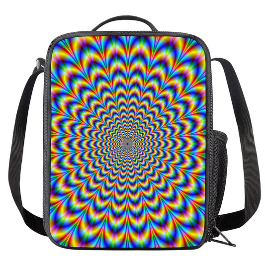 Psychedelic Wave Optical Illusion Crossbody Lunch Bag