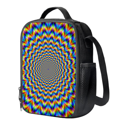 Psychedelic Wave Optical Illusion Crossbody Lunch Bag