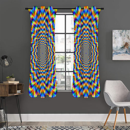 Psychedelic Wave Optical Illusion Curtain