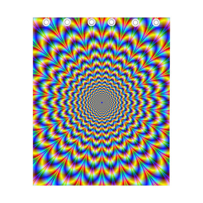 Psychedelic Wave Optical Illusion Curtain