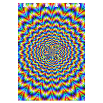 Psychedelic Wave Optical Illusion Curtain