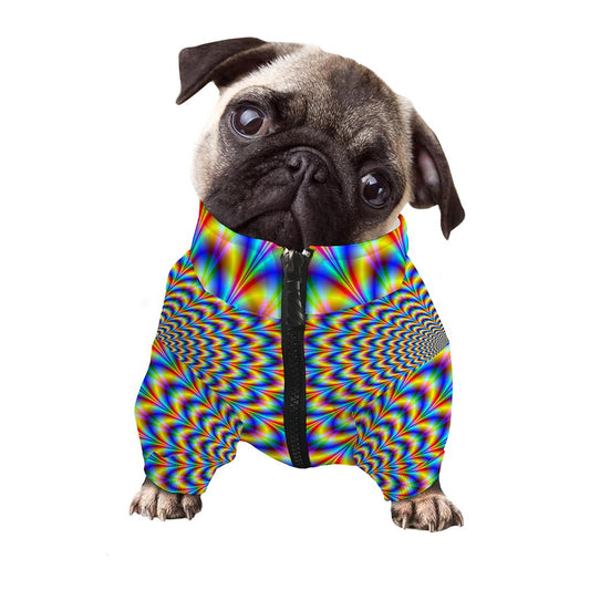 Psychedelic Wave Optical Illusion Dog Zip Up Jacket