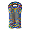 Psychedelic Wave Optical Illusion Double Neoprene Wine Tote