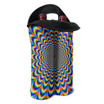 Psychedelic Wave Optical Illusion Double Neoprene Wine Tote