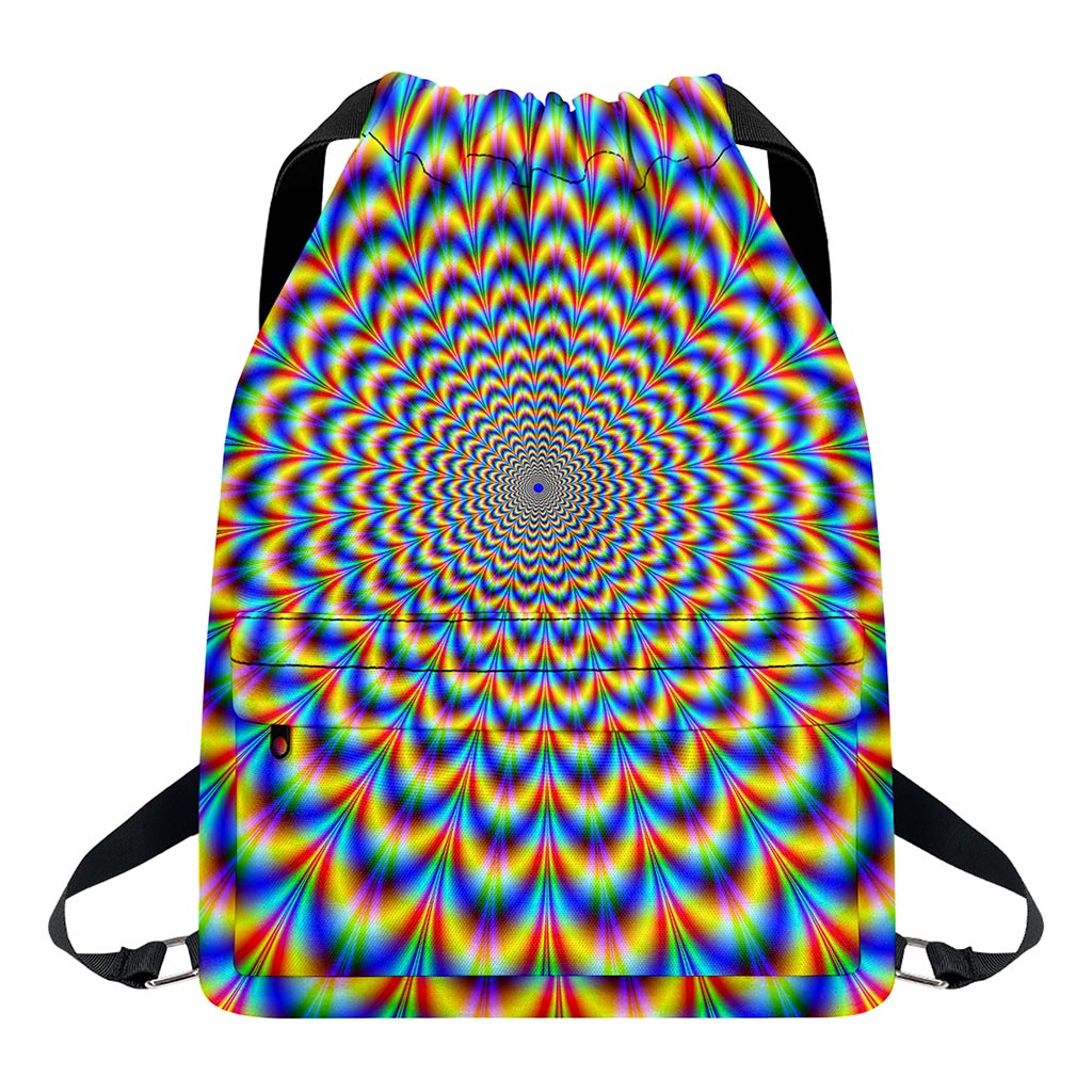 Psychedelic Wave Optical Illusion Drawstring Backpack