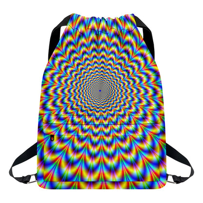 Psychedelic Wave Optical Illusion Drawstring Backpack