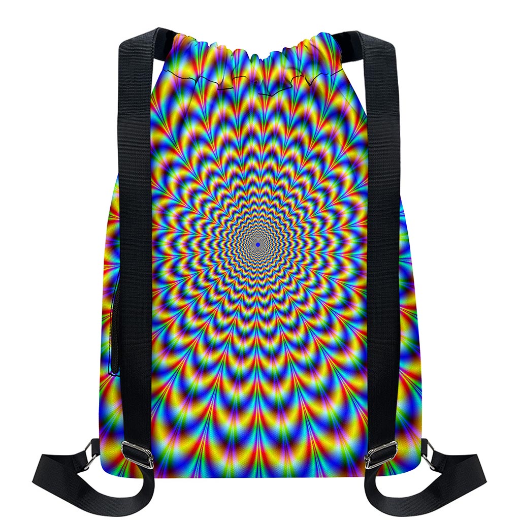 Psychedelic Wave Optical Illusion Drawstring Backpack