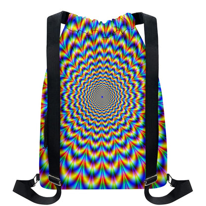Psychedelic Wave Optical Illusion Drawstring Backpack