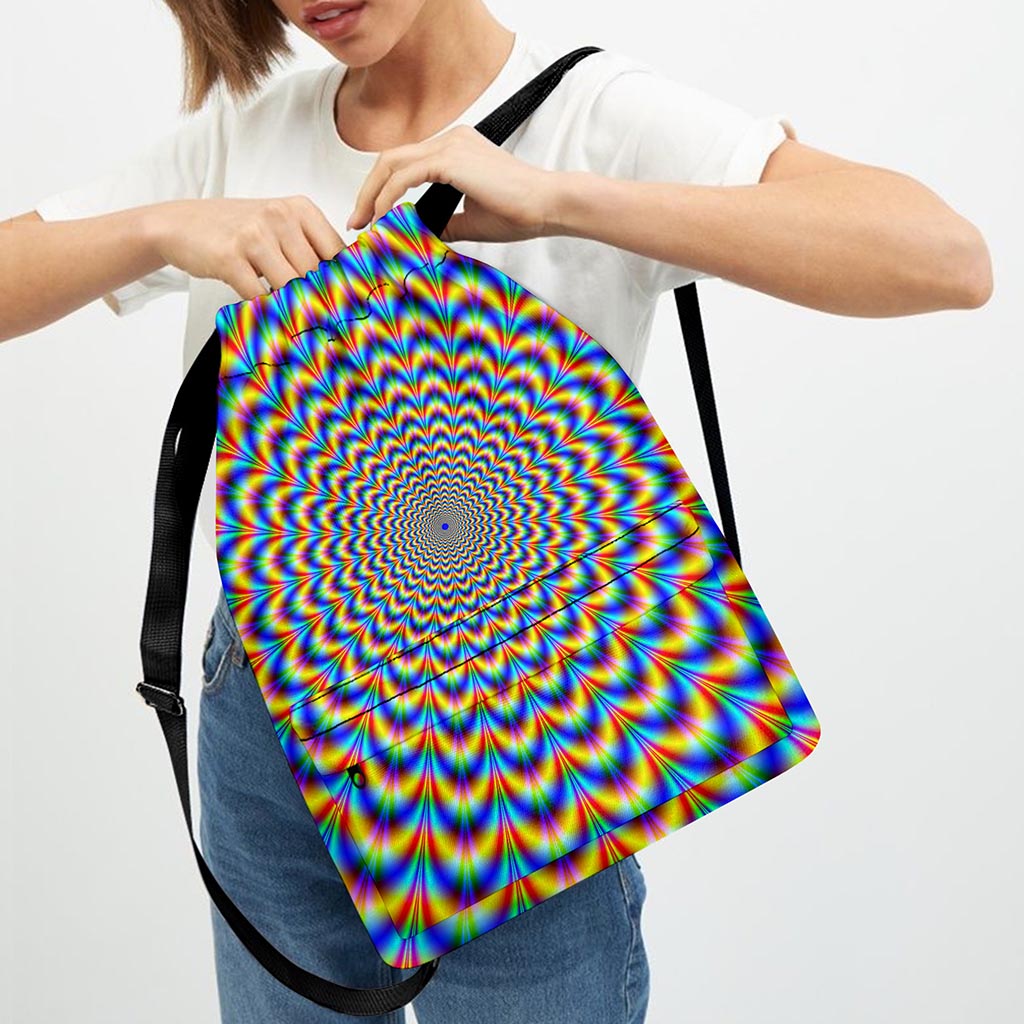 Psychedelic Wave Optical Illusion Drawstring Backpack