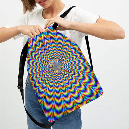 Psychedelic Wave Optical Illusion Drawstring Backpack