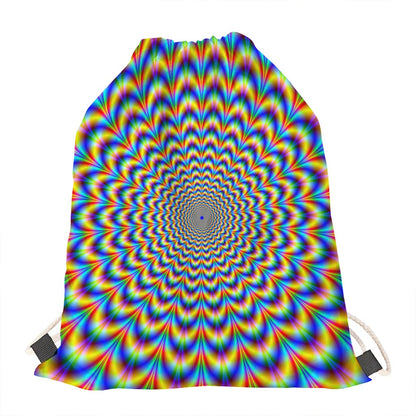 Psychedelic Wave Optical Illusion Drawstring Bag