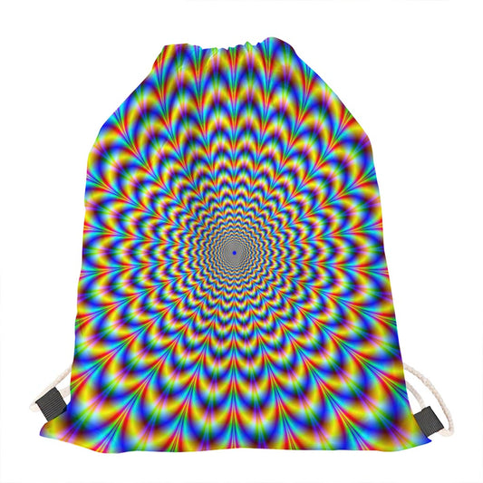 Psychedelic Wave Optical Illusion Drawstring Bag