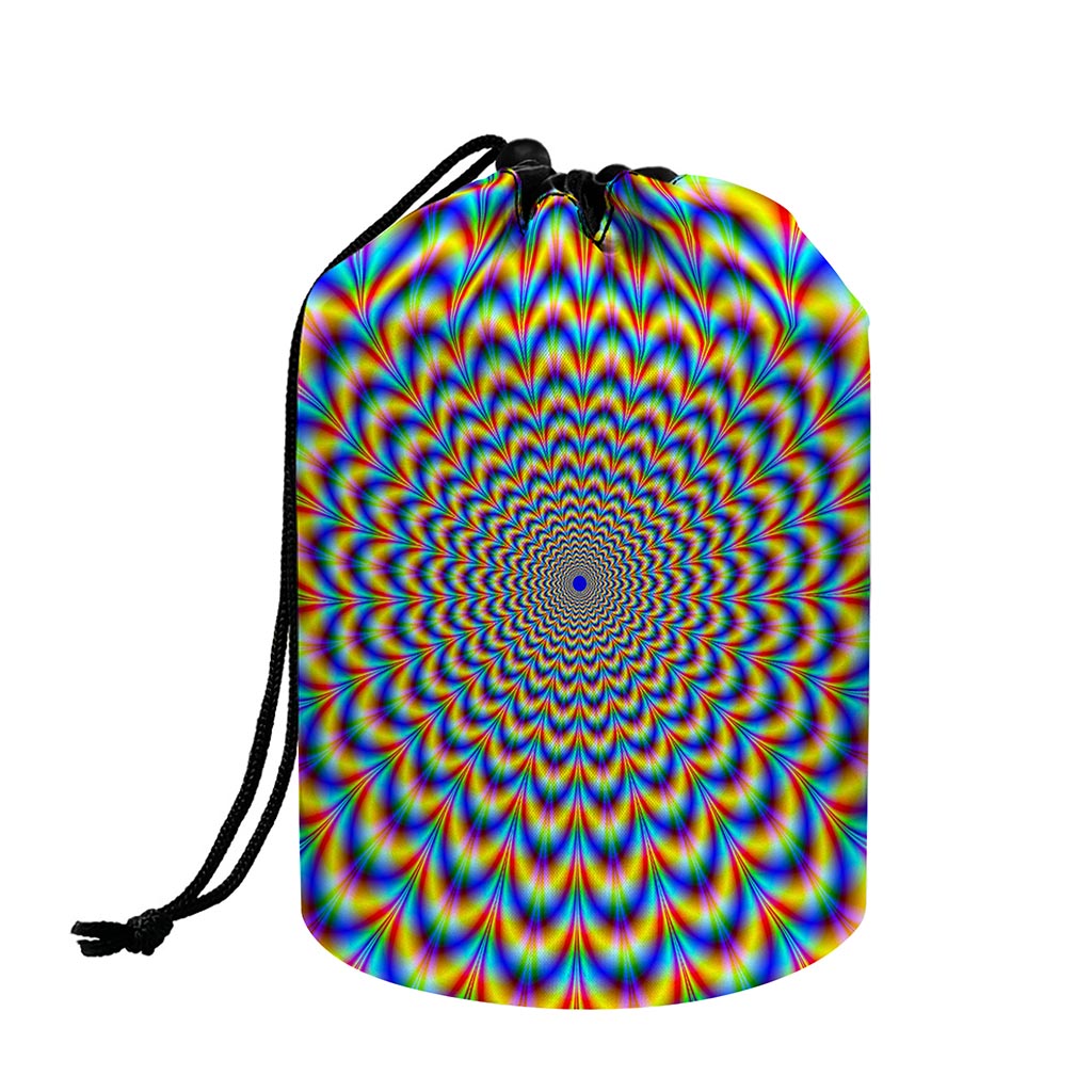 Psychedelic Wave Optical Illusion Drawstring Makeup Bag