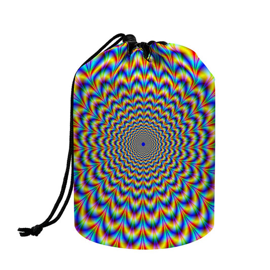 Psychedelic Wave Optical Illusion Drawstring Makeup Bag