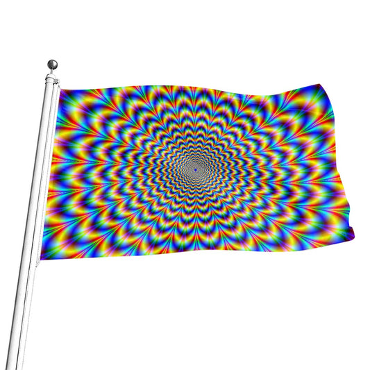 Psychedelic Wave Optical Illusion Flag