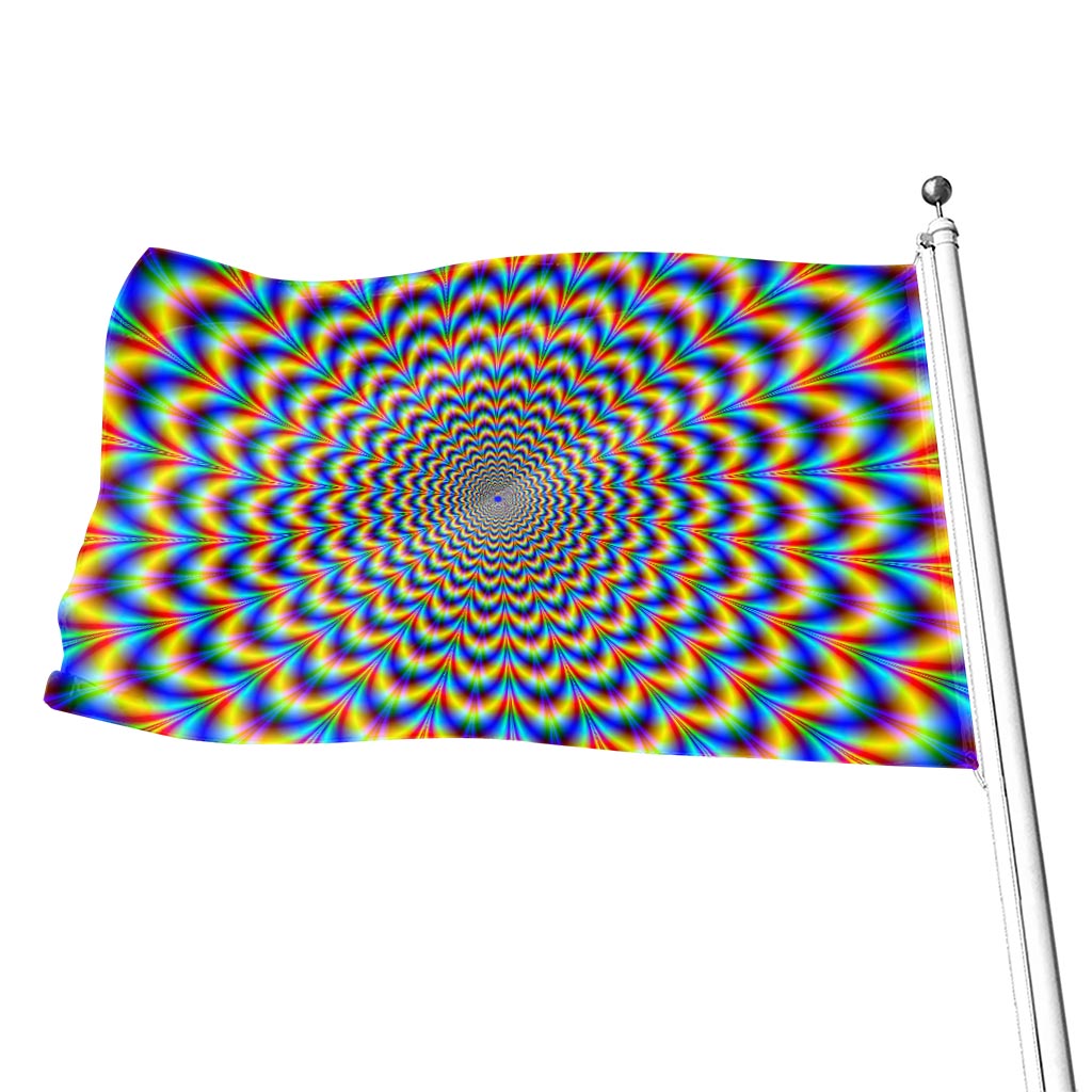Psychedelic Wave Optical Illusion Flag