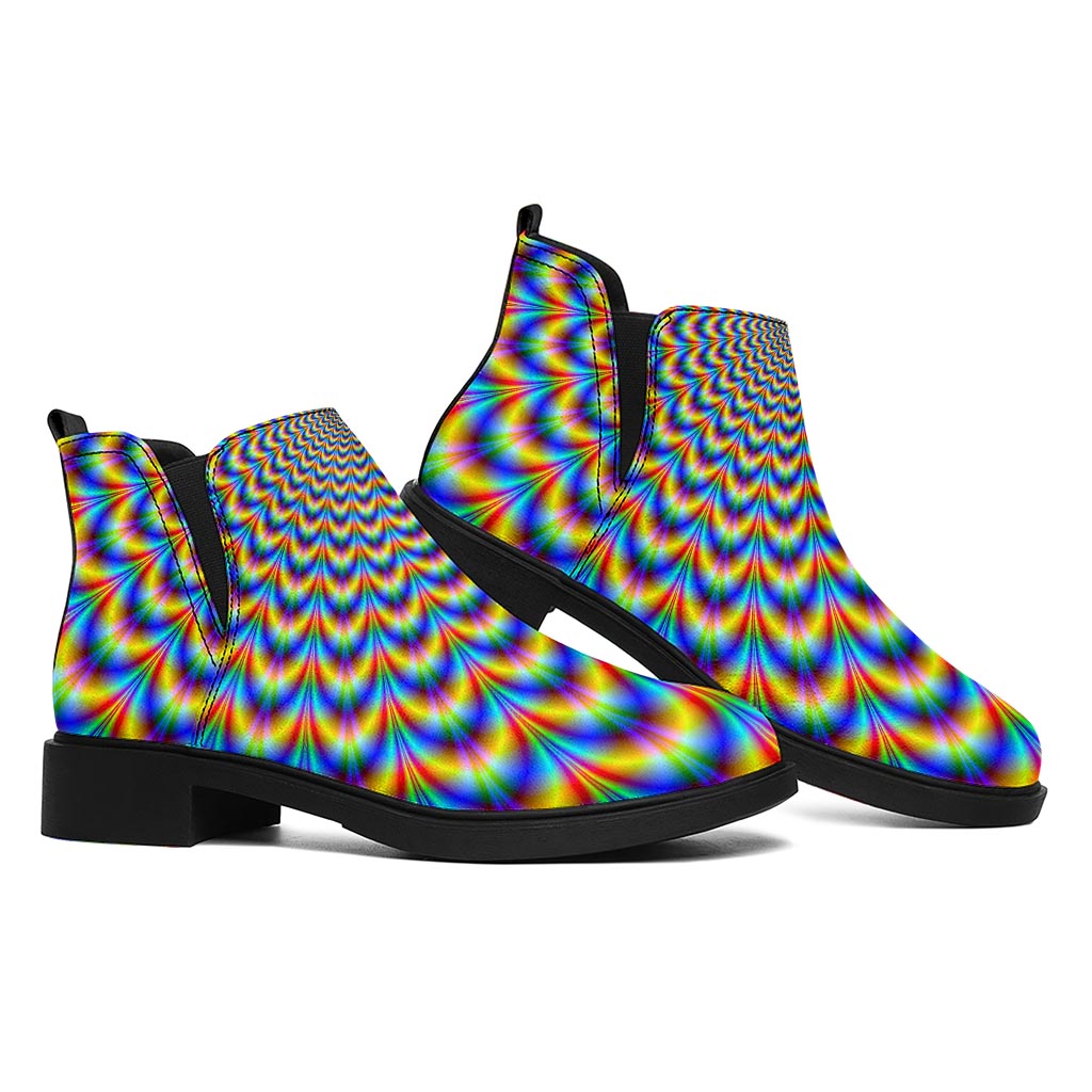 Psychedelic Wave Optical Illusion Flat Ankle Boots