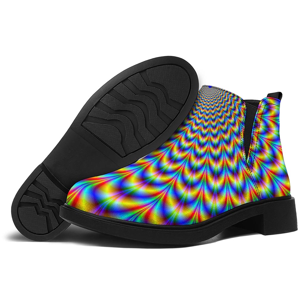 Psychedelic Wave Optical Illusion Flat Ankle Boots