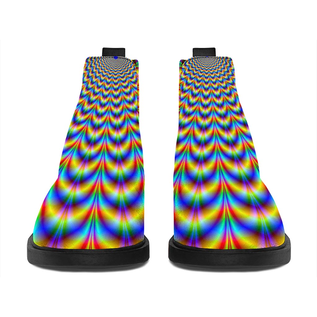 Psychedelic Wave Optical Illusion Flat Ankle Boots